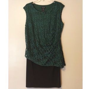 Emerald green and black dress